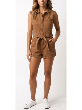 Sleeveless Tie-Waist Utility Romper
